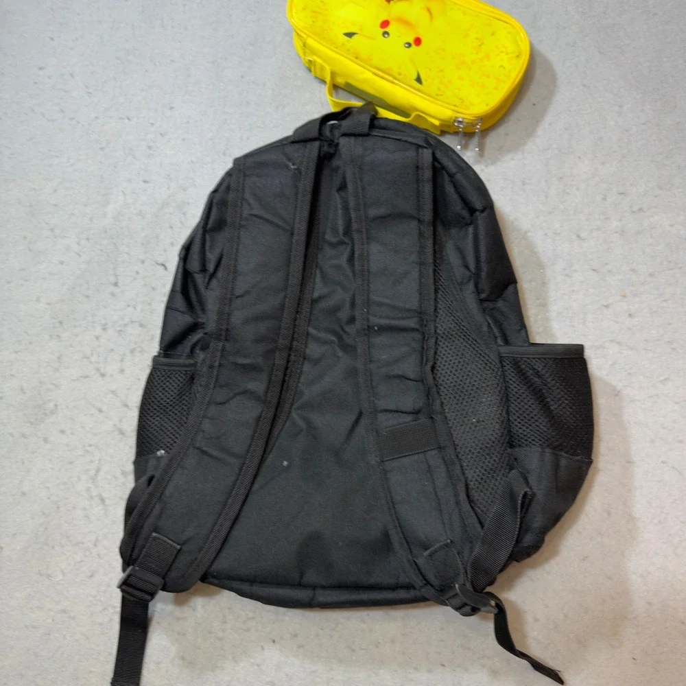 Pokemon Pikachu Backpack and Matching Lunch Pouch Set Yellow Black‎ Anime Bag